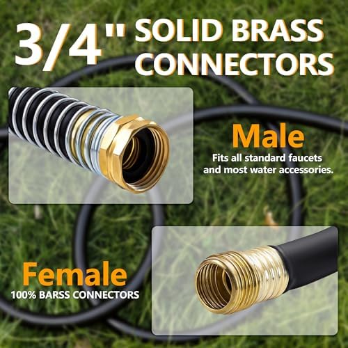 5/8" Garden Hose 20ft, -40℉ To 190℉ Hot/Cold Rubber hose, Black - Image 6