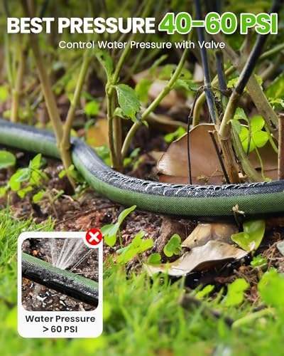 RAINPOINT 75FT Flat Soaker Hose, Flexible & Leakproof Drip Hose with Anodized Aluminum Fittings, Double Layer 80% Water-Saving Gardening Irrigation Hose, Green - Image 6