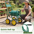 Goplus Garden Hose Reel Cart, 330ft 5/8" or 400ft 1/2" Large Capacity, Heavy-Duty Metal Hose Cart w/4 Wheels, Portable Water Hose Organizer for Outdoor Yard Planting Lawn - Image 5