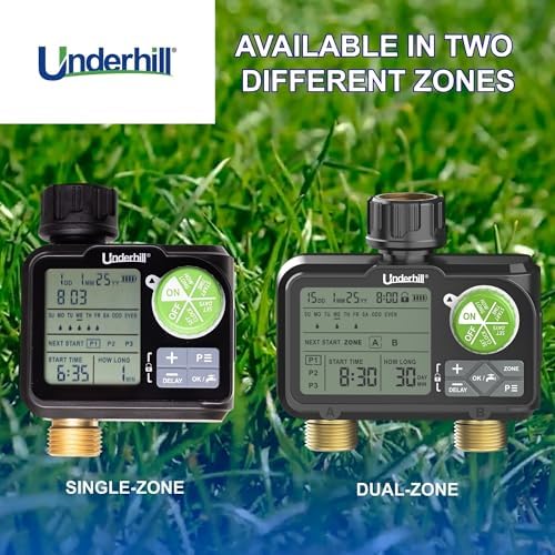 Underhill AquaVision Digital Hose Timer, Dual Zone Automatic Garden Water Timer with LCD Display, Programmable Irrigation Controller for Sprinklers, Drip Systems & Garden Hose Faucets - Image 3