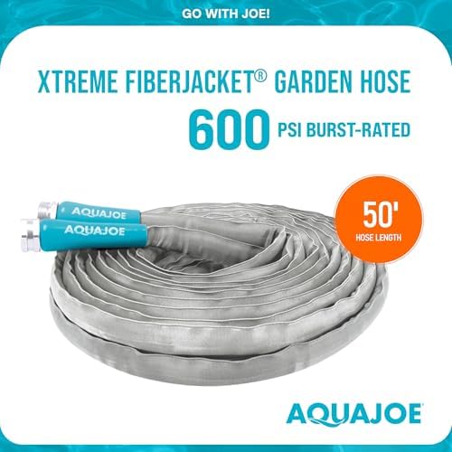Aqua Joe Xtreme FiberJacket Garden Hose, Lightweight and Kink-Resistant, Durable Fabric Hose with Metal Fittings, 600 PSI Max, 50' x 1/2" Diameter - Image 4