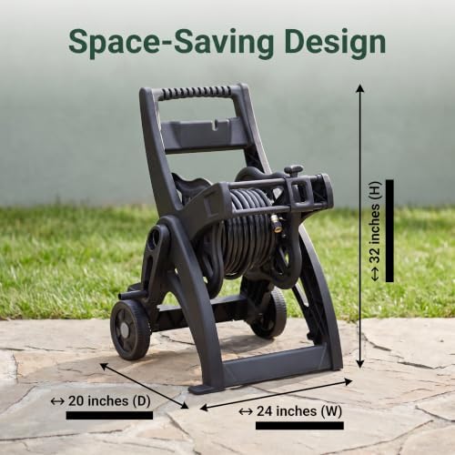 175FT Portable Hose Reel Cart with Wheels, Black - Image 2