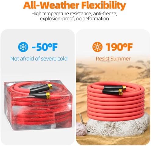 50ft x 5/8'' Hot/Cold Rubber Garden Water Hose, -50℉ to 190℉ - Image 2