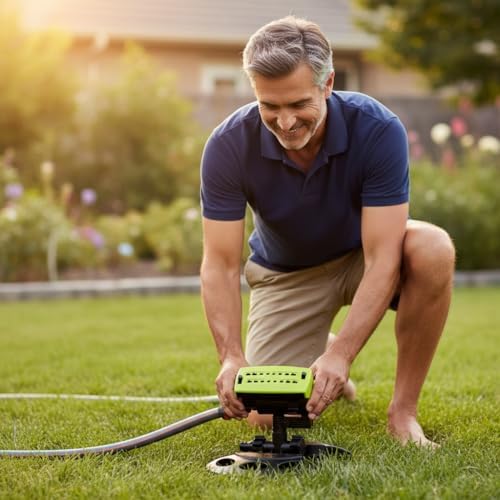 2026 Upgraded 16-Nozzle Oscillating Sprinkler, Lawn Sprinkler with Dual-Zone Water Timer, Adjustable Turbo Irrigation for Yard Garden with 5m Hose & Extra Nozzles, Outdoor Plants Automatic (Green) - Image 6