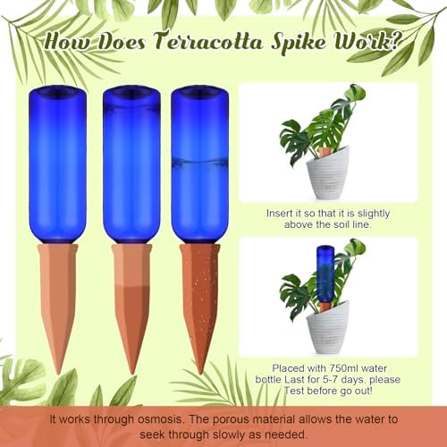 SiliFine 6 Sets Terracotta Watering Spikes,Dark Blue and Terracotta - Image 6