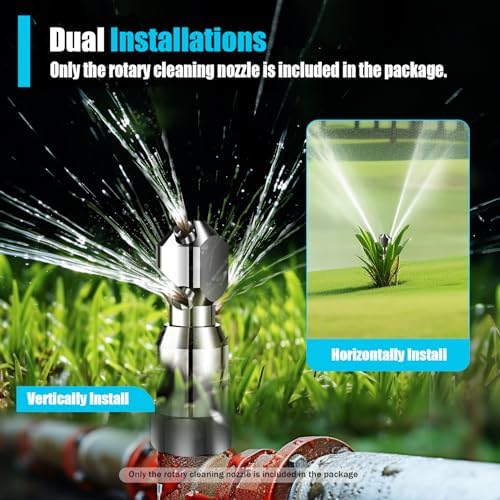 3/4" Cleaning Nozzle, 360° Rotating Spray Nozzle, 304 Stainless Steel Washing Nozzle, 50L/Min Flow High Pressure Continuous Rotary Washer Nozzle for Barrel Tank Cleaning - Image 5