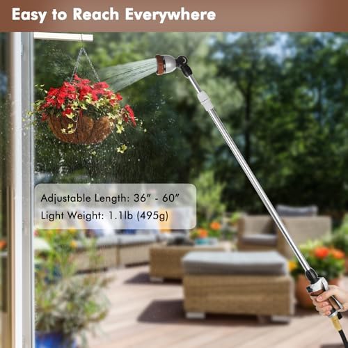 RESTMO Long Telescopic Watering Wand for Garden Hose, 36”-60” Garden Wand - Image 5