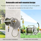 Heavy Duty Metal Water Hose Reel, Wall Mount & Floor Stand Garden Hose Storage Holder Winder, Outdoor Manual Reel with Brass Fitting, Hose Reel Organizer for Car Wash/Yard Watering - Image 3