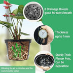 RooTrimmer 12 Pack Plant Pots, 8 Inch Plant Planter with Clear Saucer, Plastic Pots for Plants Indoor and Out Door Such as Strawberry, Herb and Flowers (Black) - Image 4