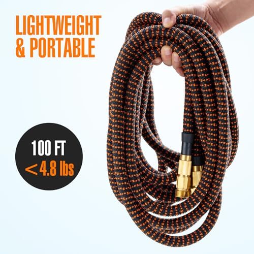 Expandable Garden Hose 100 ft with 10 Function Nozzle, 2026 New No Kink Flexible Water Hose 100ft, Lightweight, Leak-proof, 3/4" Solid Brass Fittings, 3750D Outer Fabric, Durable Expanding Latex Core - Image 6