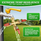 Hose Splitter 3 Way Heavy Duty Brass Garden Hose Splitter with 304 Stainless Steel Long Handle Outdoor Full Flow Hose Splitter Connector, 3/4" GHT Thread - Image 6
