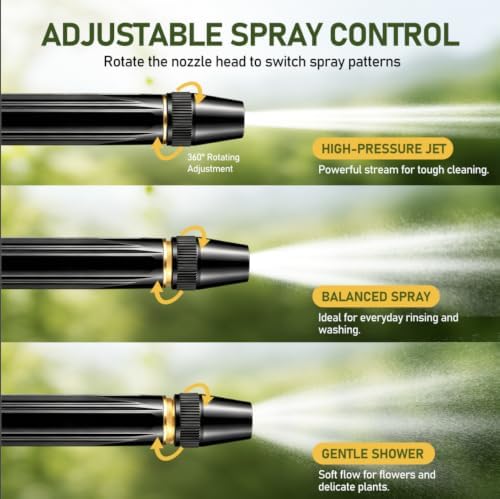 High Pressure Hose Nozzle Metal Fits US Garden Hoses with 3 Spray Modes - Image 5