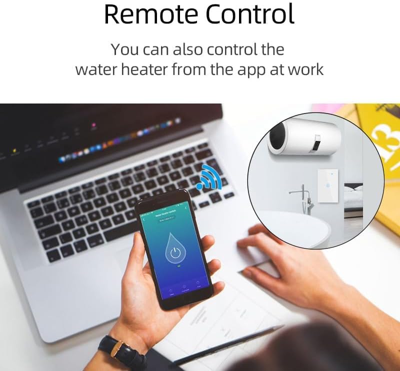 Homekit US 20A Smart Water Heater Switch,Glass Touch Panel,Works with Apple Homekit, Neutral line Needed - Image 2