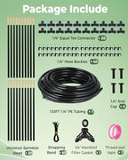 130FT Drip Irrigation System for Garden: 20 Nozzles 1/4" PE Tubing Automatic Watering Kit Adjustable Misting Sprinkler Mister Hose for Water Plants Tape Raised Beds Lawn Outdoor Yard Greenhouse 130FT - Image 2
