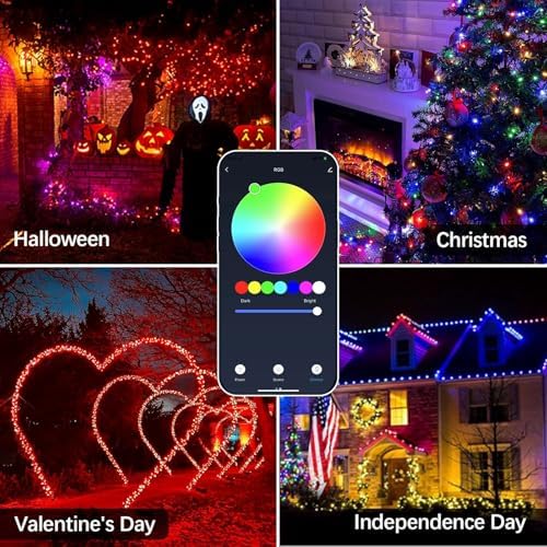Smart Christmas String Lights - 196FT 600 RGB LEDs WiFi Multi-Color Changing Compatible with Alexa & Google Home for 6-8ft Christmas Tree - Image 6