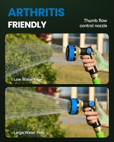 RAINPOINT Garden Hose Nozzle - 100% Heavy Duty Metal Thumb Control Spray Nozzles for Garden Hose High Pressure, 10 Pattern Water Hose Nozzle for Car Wash, Watering Lawn, Pets, Navy Blue - Image 2