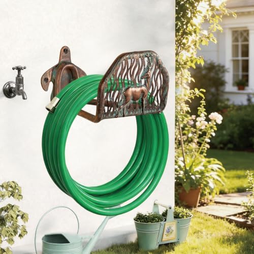 Garden Hose Holder Wall Mount for Outdoor Yard, 100 lbs Load Capacity Heavy-Duty Water Hose Hanger, Holds 150 Feet of Wall-Mounted Metal Deer Decorative Hose Rack Hook for Outside Patio, Garage - Image 6