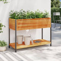 Raised Garden Bed with Shelf, 43.3-Inch Outdoor Wooden Planter Box, Elevated Rectangular Flower Herb Vegetable Container for Patio Balcony by Unknown
