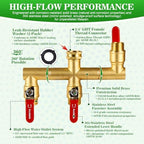 Hose Splitter 3 Way Heavy Duty Brass Garden Hose Splitter with 360° Rotatable, 304 Stainless Steel Long Handle Outdoor Full Flow Hose Splitter Connector, 3/4" GHT Thread - Image 5