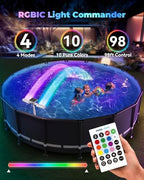 Solar Pool Fountain with 10-Color 4-Mode RGB LED Lights, Above/Inground Solar Lights with Remote, 360°Adjustable Dual Spray Waterfall Sprinkler Fountain for Relaxation & Cooling 10-20°F - Image 6