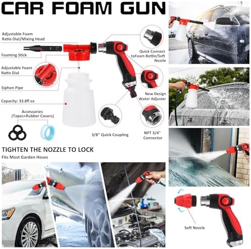 40Pcs Car Wash Kit with Foam Gun, Complete Car Detailing Brush Kit - Image 2