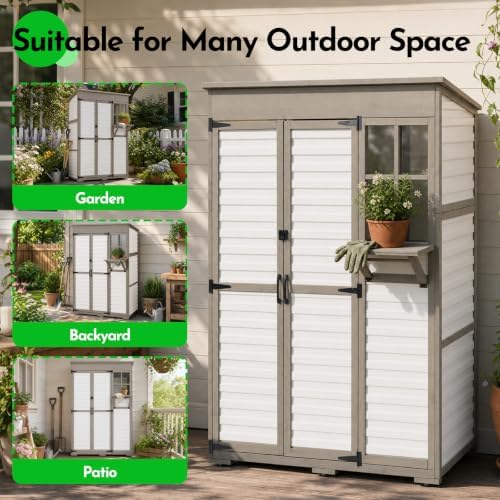 Large Outdoor Storage Cabinet with Dual-Zone Shelves, Garden Shed - Image 4