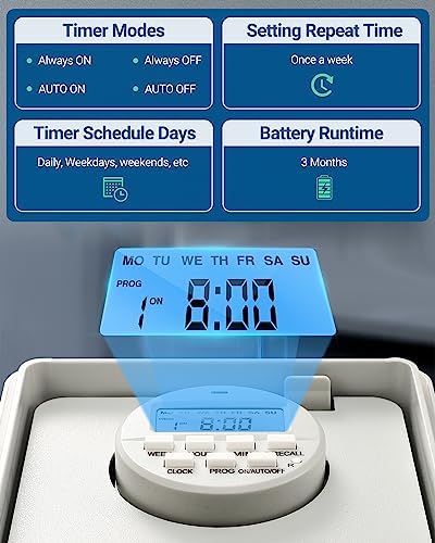 DEWENWILS Pool Pump Timer, Digital Timer Box, 2HP 40A 120-277 VAC, 7-Day 20 ON/Off Programmable Timer Switch for Water Heater, Pool Pump, SPA, Motor, ETL Listed - Image 3