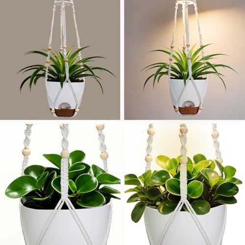 2 Pack Self Watering Hanging Planters with Grow Light for Indoor Plants - Image 5