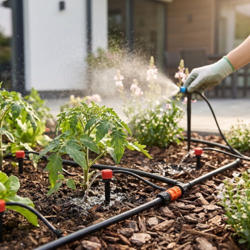 Luocute Drip Irrigation System, Adjustable Quick Connect Garden Watering Kit with 1/4 inch Tubing and Nozzles for Greenhouse Raised Beds Lawn Outdoor Plants - Image 7