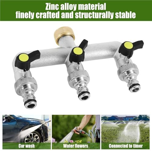 Water Tap Splitter, 2/3 Way Hose Splitter with On/Off Valves 3/4-Inch Zinc Alloy Silver Pack of 2(Silver-2 Way) - Image 4