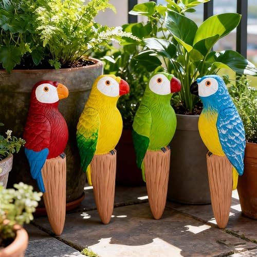 MCleanPin 4 Pack Self Watering Spikes and Globes, Handmade Terracotta Parrot Self-Watering Plant Devices with Slow Release System, Automatic Plant Water Bulbs for Indoor and Outdoor Garden Vacation - Image 7