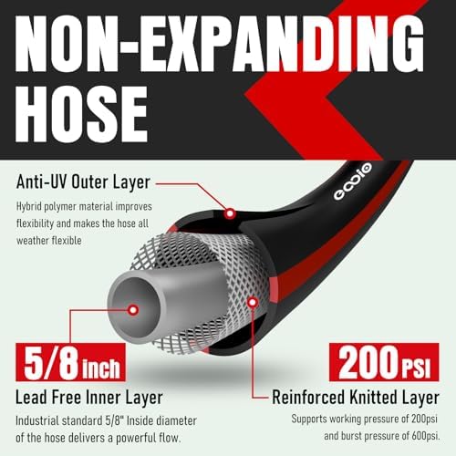 Heavy Duty Garden Hose 75ft, NON-EXPANDABLE Flexible Water Hose, Kink Resistant Lightweight Hybrid Hose, Leakproof Hose Male to Female Fittings - Image 4