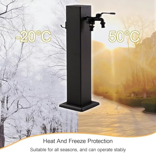 304 Stainless Steel Garden Hose Stand with Faucet, Freestanding Outdoor Water Column, Antifreeze Design for Backyard, Farm & Pasture, 31.5in Black - Image 3