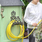 Sungmor Heavy Duty Cast Iron Garden Hose Holder - Wall Mounted Water Hose Hanger - Antique Emblem Decorative Hose Reel - Water Hose Rack Butler Storage - Two Installation Methods Wall Decor Holder - Image 3