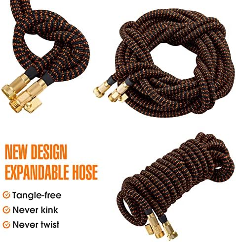 Expandable Garden Hose 100 ft with 10 Function Nozzle, 2026 New No Kink Flexible Water Hose 100ft, Lightweight, Leak-proof, 3/4" Solid Brass Fittings, 3750D Outer Fabric, Durable Expanding Latex Core - Image 5