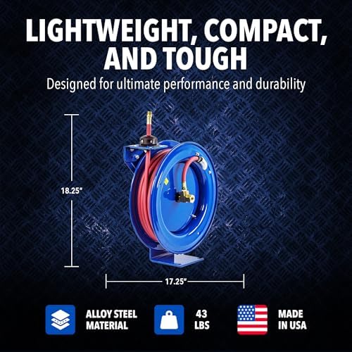 Coxreels P-LP-350 Retractable Air/Water Low-Pressure Hose Reel, P Series, 3/8 in x 50 in 300 PSI - Easy-to-Use Compact Design- Heavy-Duty Steel Construction, Made in The USA - Image 3