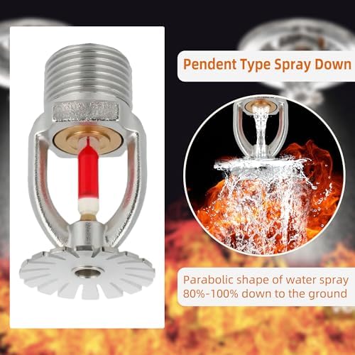 6pc Fire Sprinkler Head Pendent Type, 155℉ Fire Sprinkler Heads 1/2" Inch Thread 68°C Quick Response Water Spray Down 1/2" NPT for Home/Commericial/Workshop/Residential Building (Pendent Type) (6) - Image 5