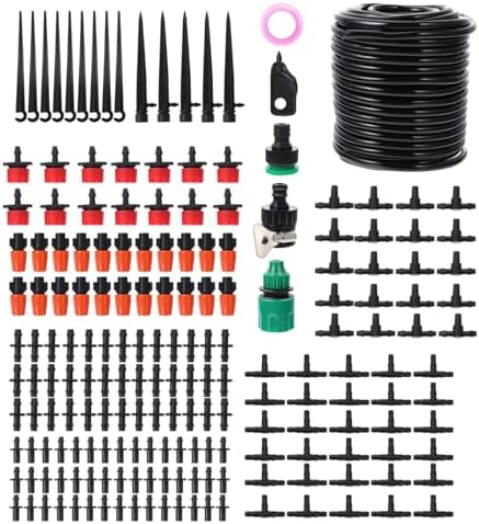 TEHAUX Automatic Drip Irrigation Kit DIY Micro Drip Irrigation System 15m Tubing Outdoor Garden Watering System for Lawn Greenhouse Plant Watering by TEHAUX