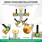 Love Is War 4 Way Hose Splitter, High-Flow Heavy Brass Garden Hose Splitter,4 Way Faucet Hose Splitter, 3/4", Hose Spigot Adapter With 4 Valves - Image 2
