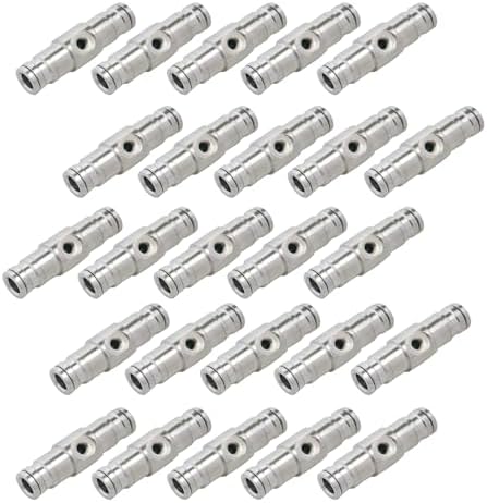 25pcs Nickel Plated Brass Push to Connect Fitting For High Pressure Misting System, Misting Coupling Slip Lock (One Hole), 1/4" Tube OD, Straight Union by Legines