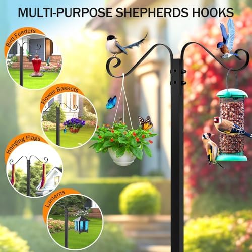 Garden Hose Holder for Outside - Upgraded Water Hose Holders with 5 Spikes & 2 Shepherds Hooks, Freestanding Hose Stand Heavy Duty Hose Hanger Hose Storage Hose Reel Rack for Outside Yard Lawn - Image 2