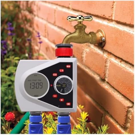 NURII Two Outlets Garden Automatic Watering Timer, Digital Electronic Solenoid Valve and Rain Sensor and Humidity Sensor (Size : with Humidity Sensor) - Image 3