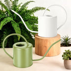 Plant Watering Can, 50 oz / 1500 ml Stainless Steel Metal - Modern Decorative with Long Spout for Indoor Potted Plants, Bonsai, Garden Flowers, Cream White - Image 2