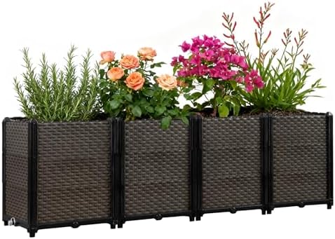 Large Raised Planter Box Outdoor Self Watering 62.9"x15.7"x19.7" , Deep Raised Garden Bed - Elevated Garden Box with Drainage Plug, Rectangular Garden Planter Perfect for Patio Balcony Deck by CiaoStilista