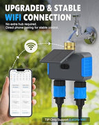 WiFi Solar Sprinkler Timer, 2 Zone Smart Bluetooth Hose Timers - Image 4