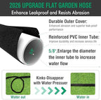 100FT Non-Expandable Flat Garden Hose with 10 Function Nozzle,No-Kink,Green - Image 6