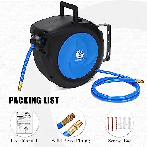 G GOOD GAIN Air Hose Reel Retractable 3/8 in x 50 ft, Max 300PSI, Blue - Image 7