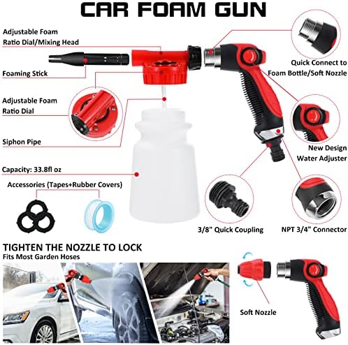 35Pcs Car Wash Kit with Foam Gun, Complete Car Detailing Kit Black - Image 3
