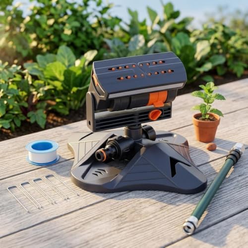 Oscillating Sprinkler with Adjustable Aluminum Riser 16 Nozzles - Image 3