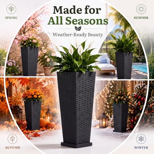 YITAHOME 4pcs Tall Planters 24&32" with Plantable Inner Pot Outdoor Planter - Image 5